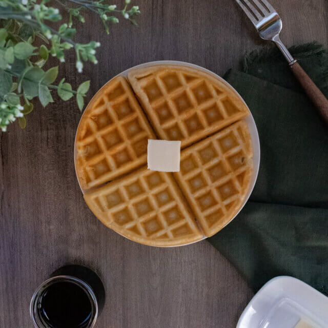 Homemade waffles with butter