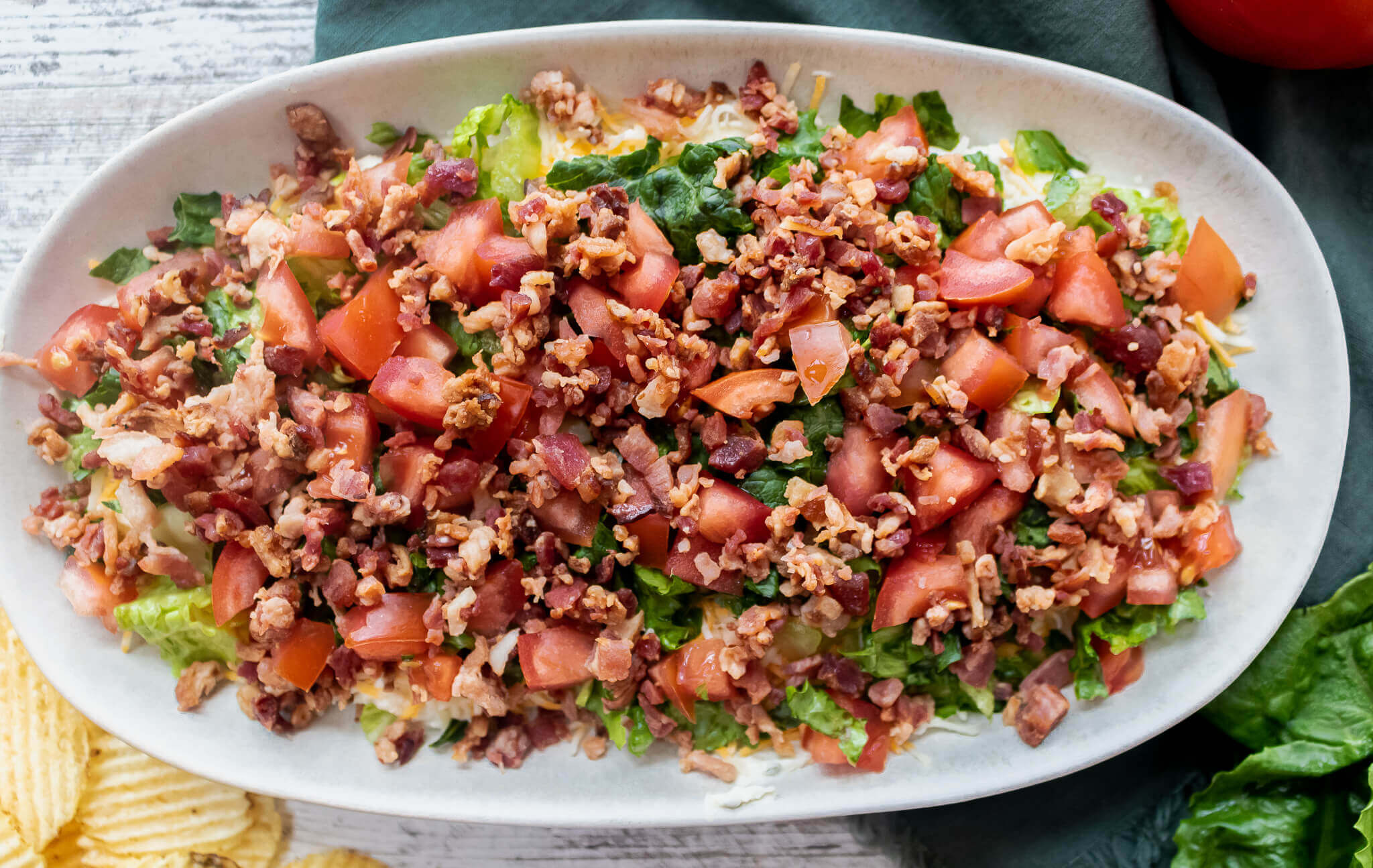 plat of layered BLT dip