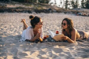 women in a picnic at a beach