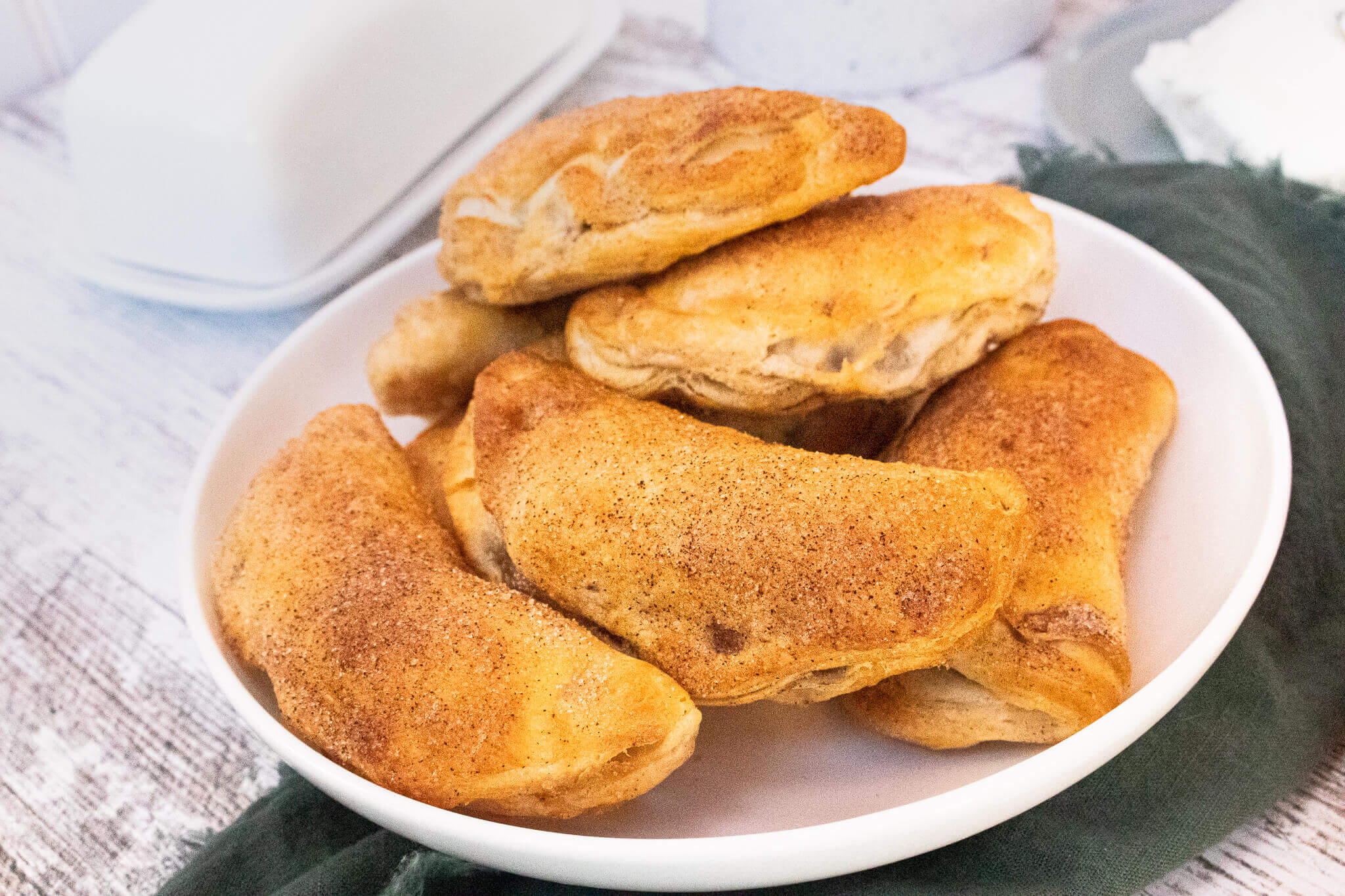 air fryer apple pie turnover on white plate