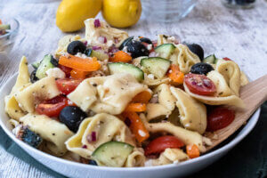 bowl of pasta and vegetables