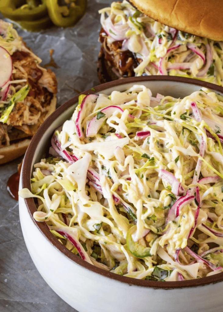 creamy coleslaw as smoked turkey side dishes