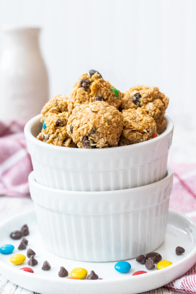 Monster energy balls in a white container