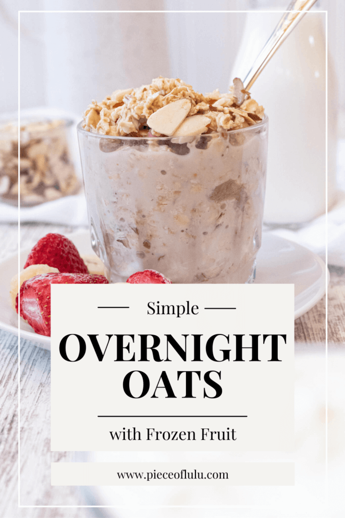 pinterest pin of overnight oats with frozen fruit 