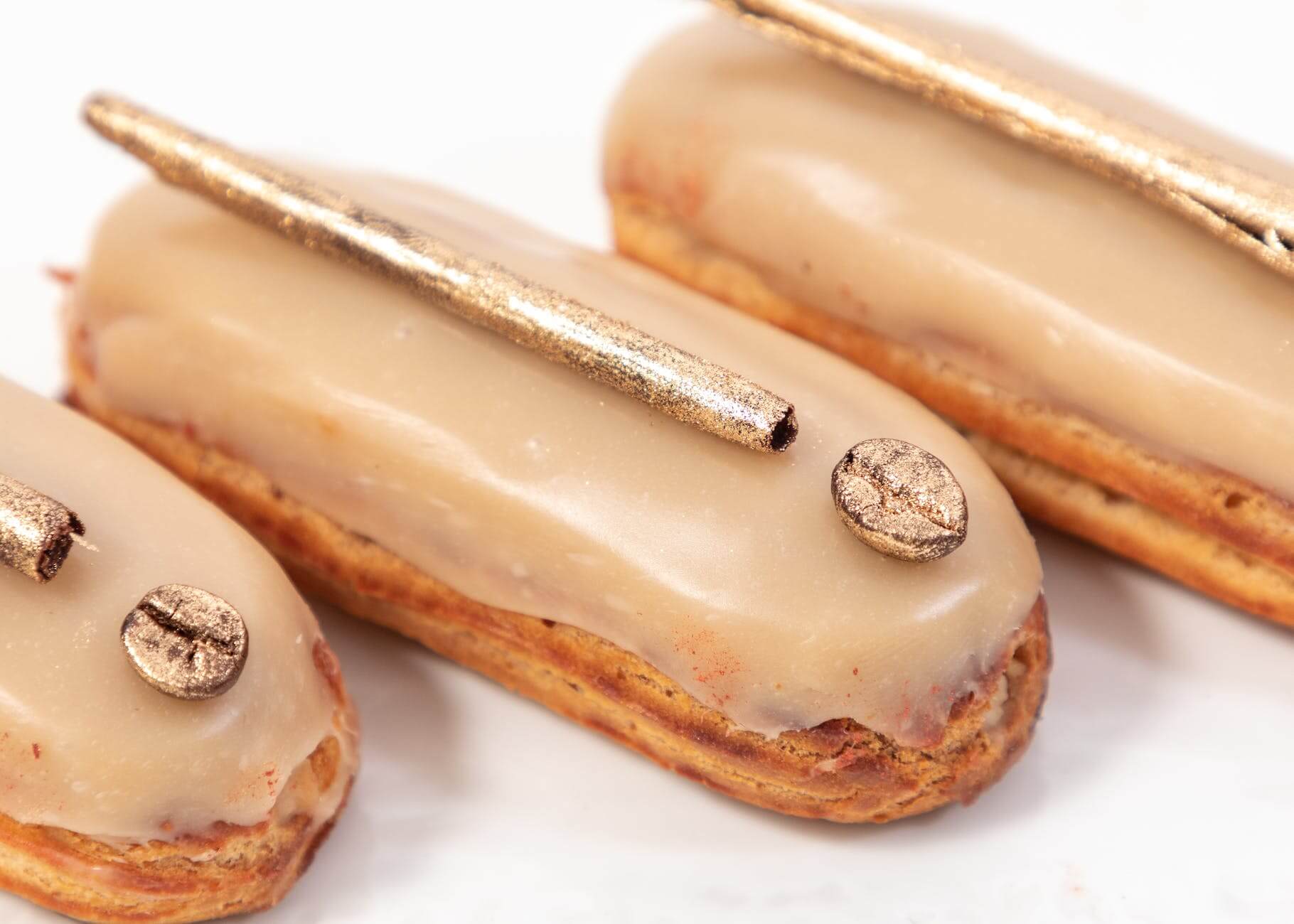 sweet coffee eclairs with glazing