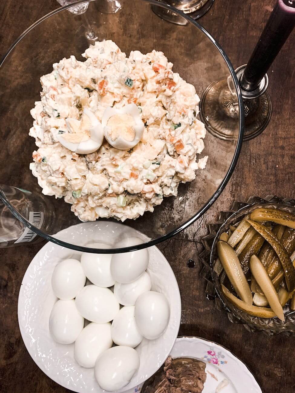 salad with eggs on table