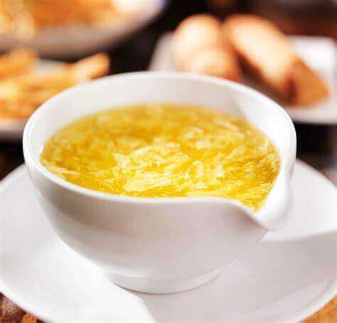 e foods: egg drop soup in white bowl