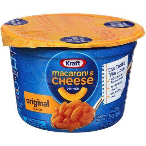 e foods: easy mac in blue cup