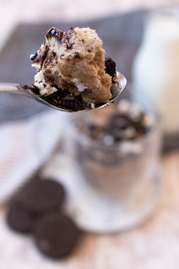 Oreo mug cake up close