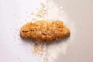 sliced bread on gray surface