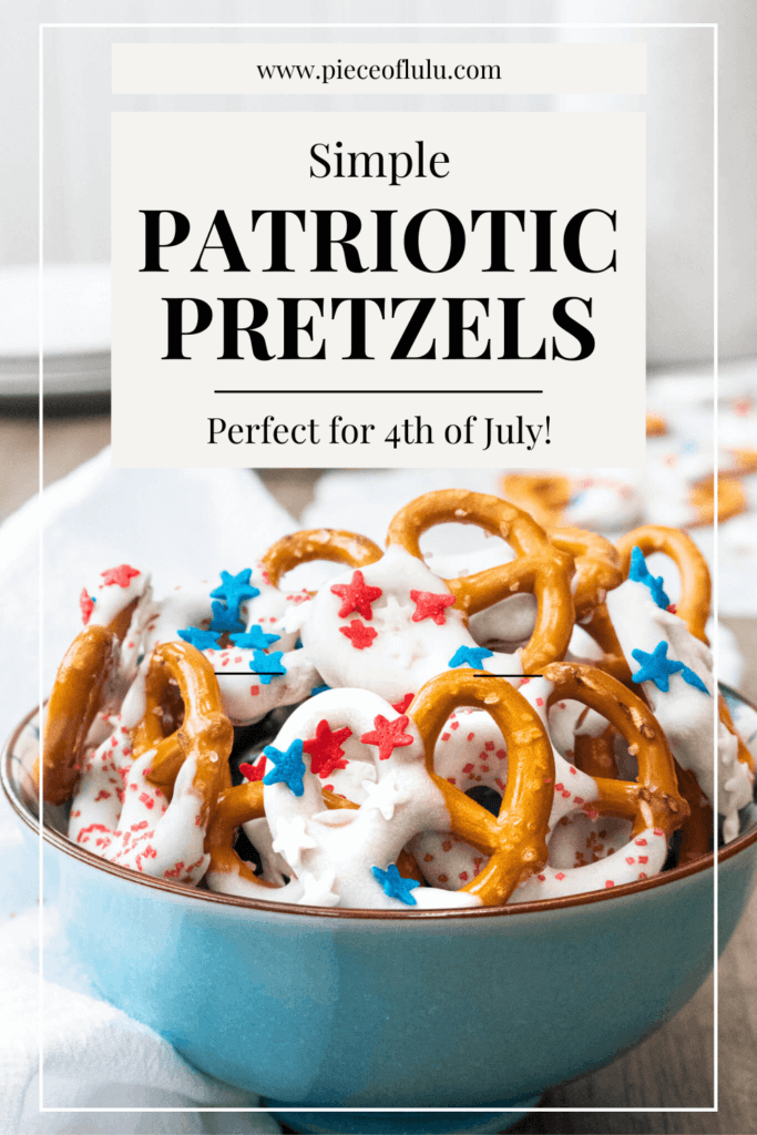 Pinterest pin of patriotic pretzels