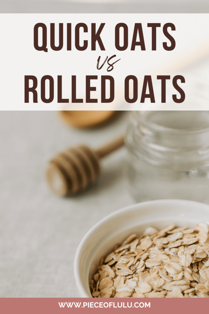 pinterest pin of quick oats vs rolled oats