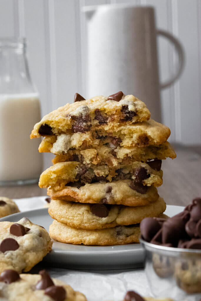 stack of Chocolate chip cookies without brown sugar