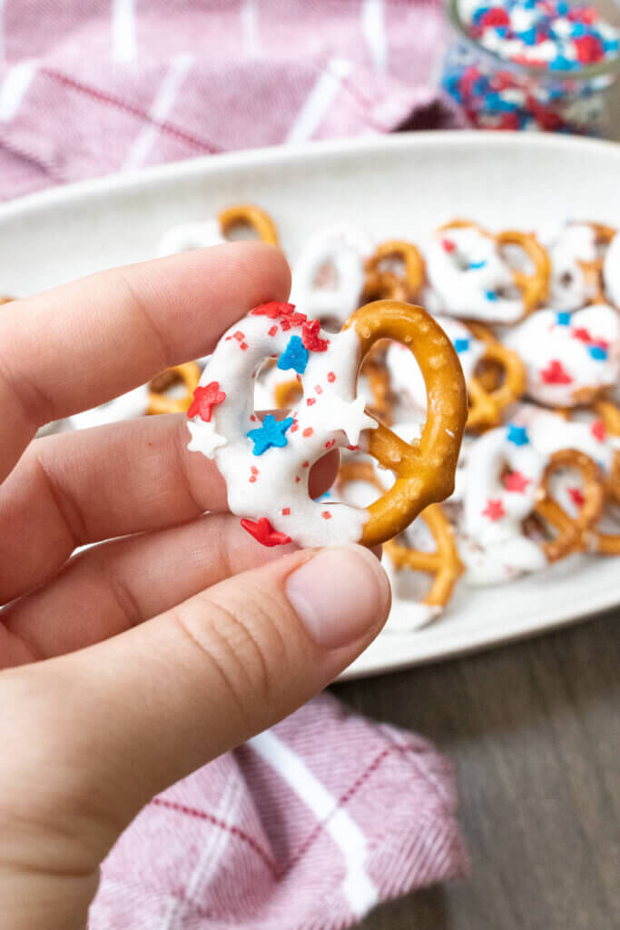 simple patriotic pretzels close up