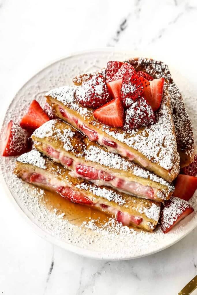 strawberry stuffed french toast using high fiber bread