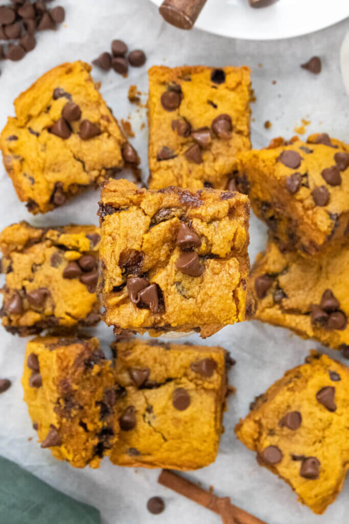 batch of pumpkin chocolate chip bars