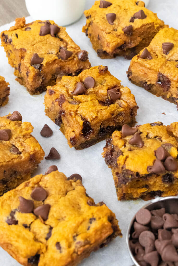 gooey pumpkin chocolate chip bars