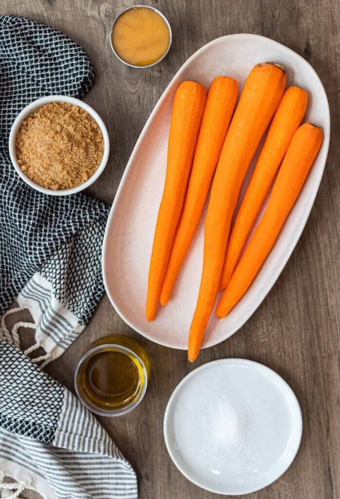 Ingredients for brown sugar honey glazed carrots recipe