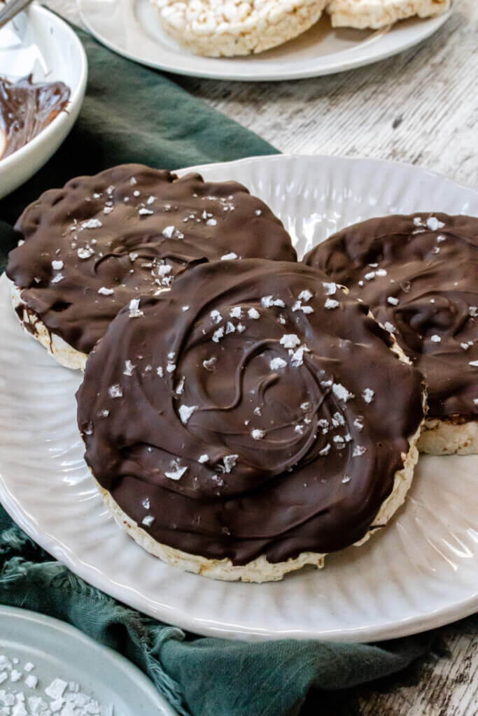 rice cake with chocolate and salt