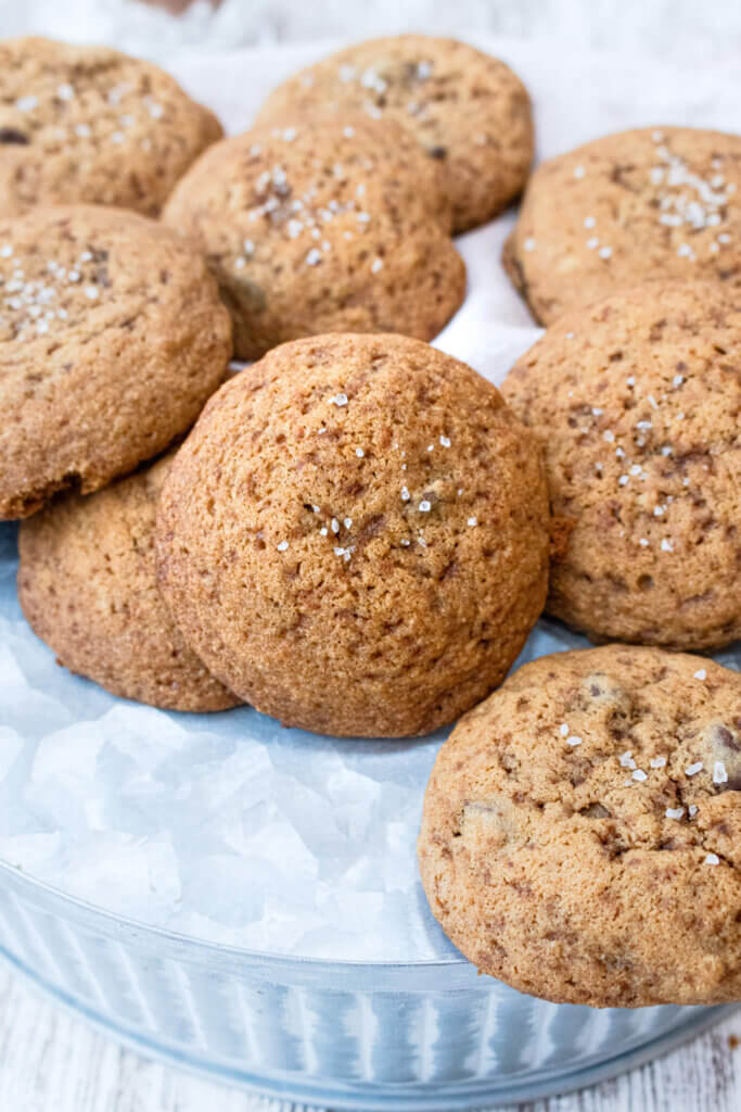 close up of coconut sugar chocolate chip cookies