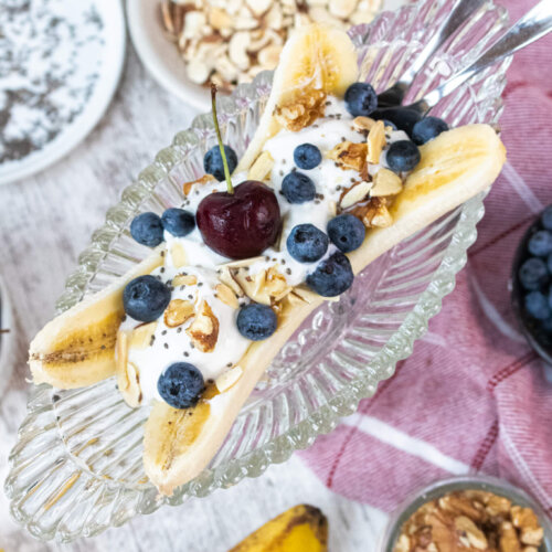 Healthy Banana Split Parfait Breakfast