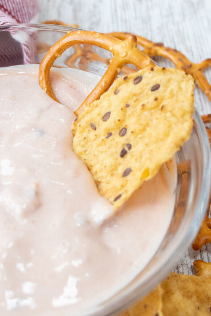 Chips in salsa yogurt dip