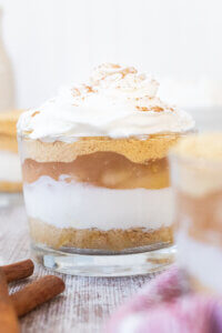 Apple pie parfait with whipped cream