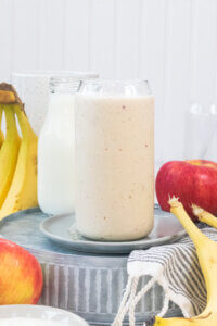 apple and banana smoothie on plate