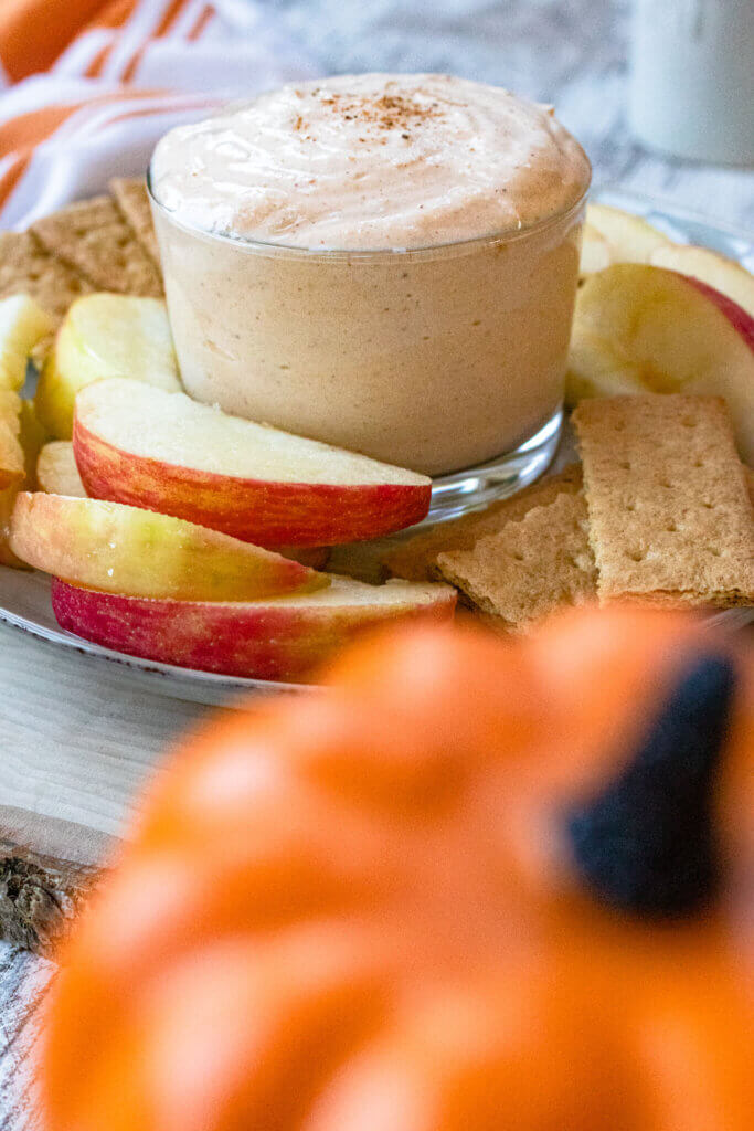 clear dish of pumpkin spice yogurt