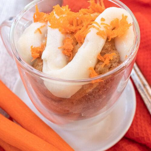 Carrot cake mug cake with carrots