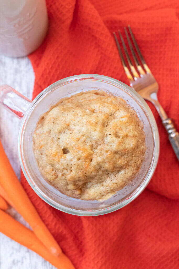 Carrot cake mug cake fresh from the microwave