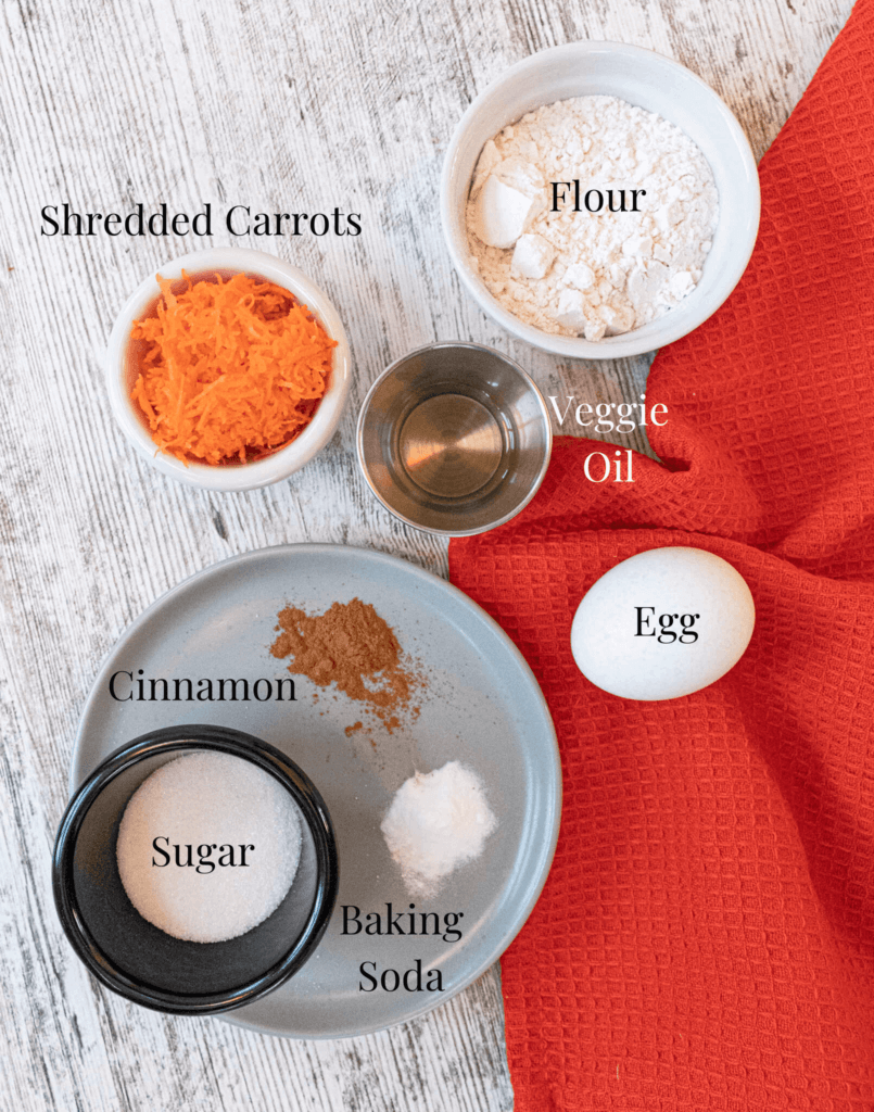 Ingredients to make a carrot cake mug cake