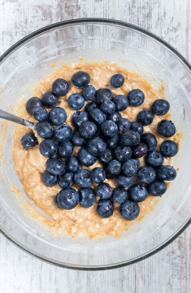 Oatmeal Blueberry Banana Muffins batter