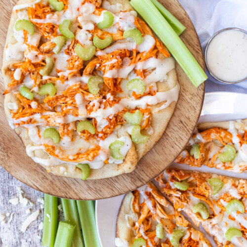 Buffalo chicken flatbread with ranch