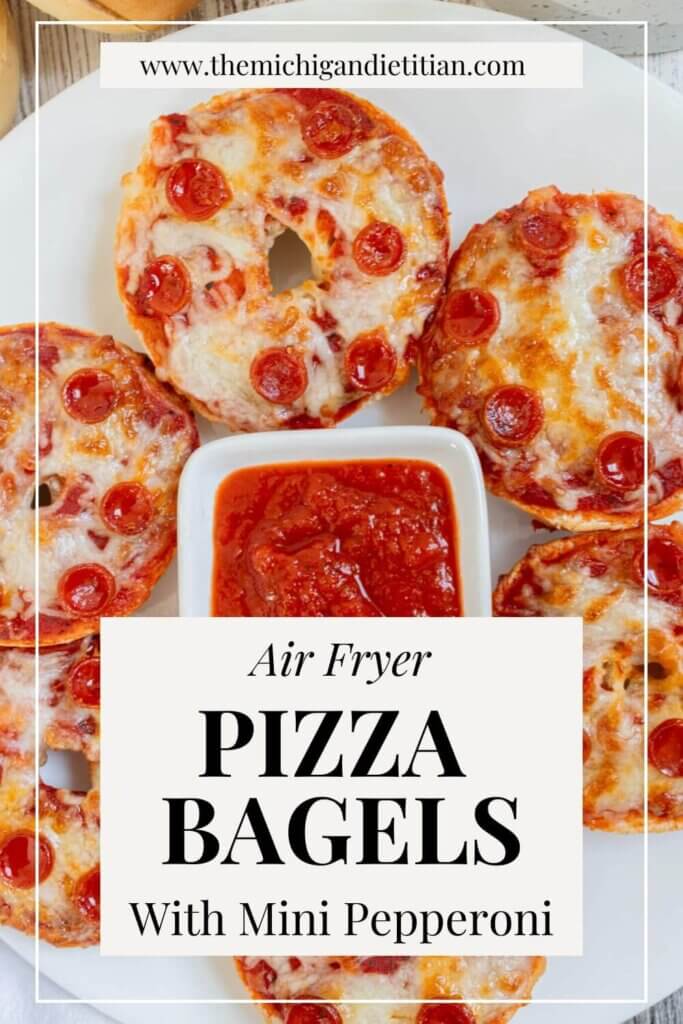 Mini pepperoni air fryer pizza bagels for Pinterest 