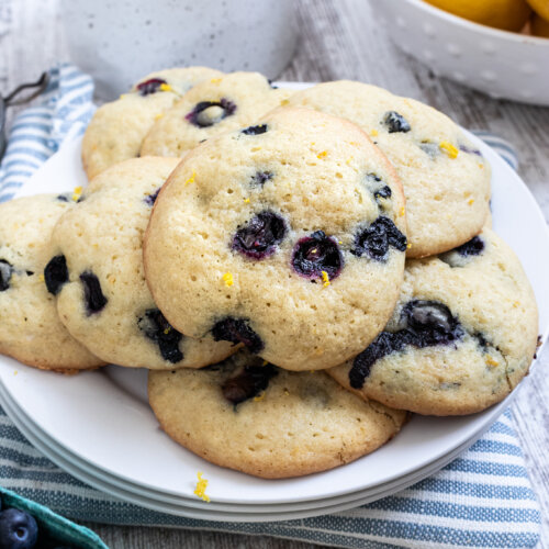 Lemon Blueberry Cookies on White Plate