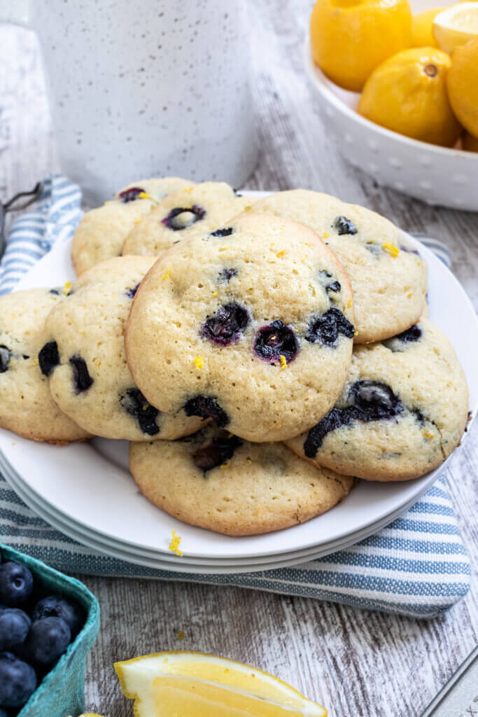 Crazy Soft Lemon Blueberry Cookies on Plate