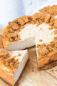 Mini biscoff cheesecake with a slice gone