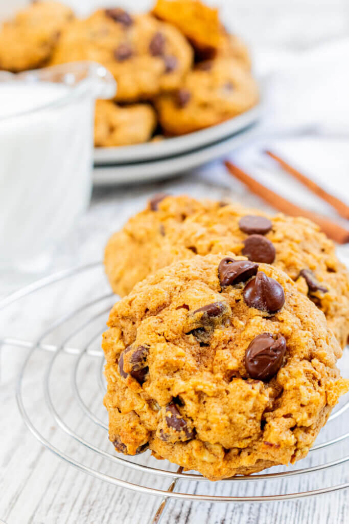 Three Pumpkin Oatmeal Cookies on a plate