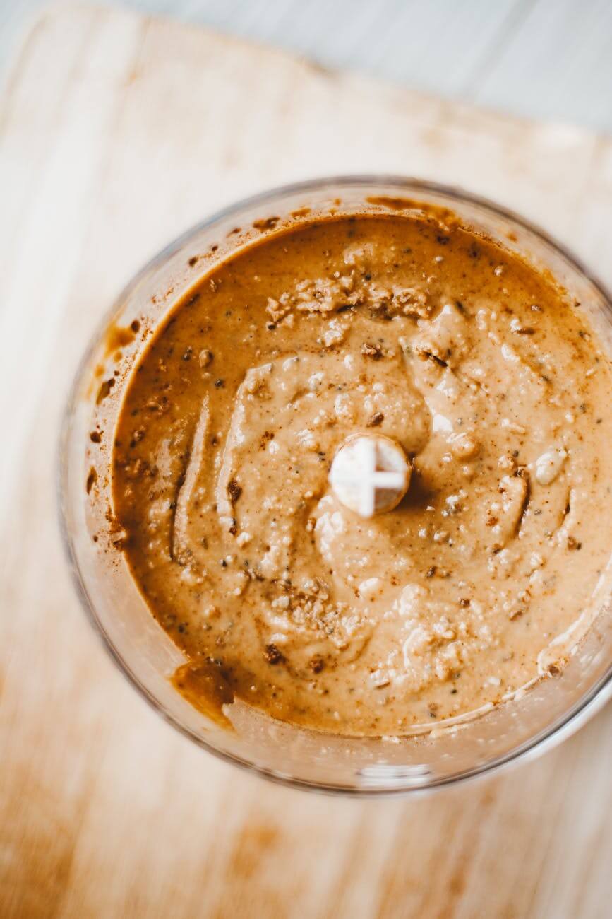 brown almond butter in blender