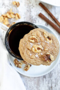 maple walnut cookie and a mug of coffee