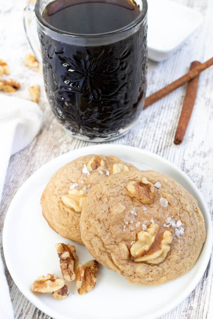 maple walnut cookies with coffee