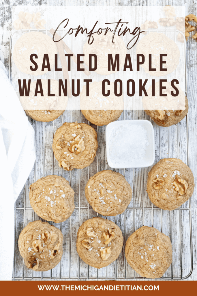 Salted maple walnut cookies on cooling rack