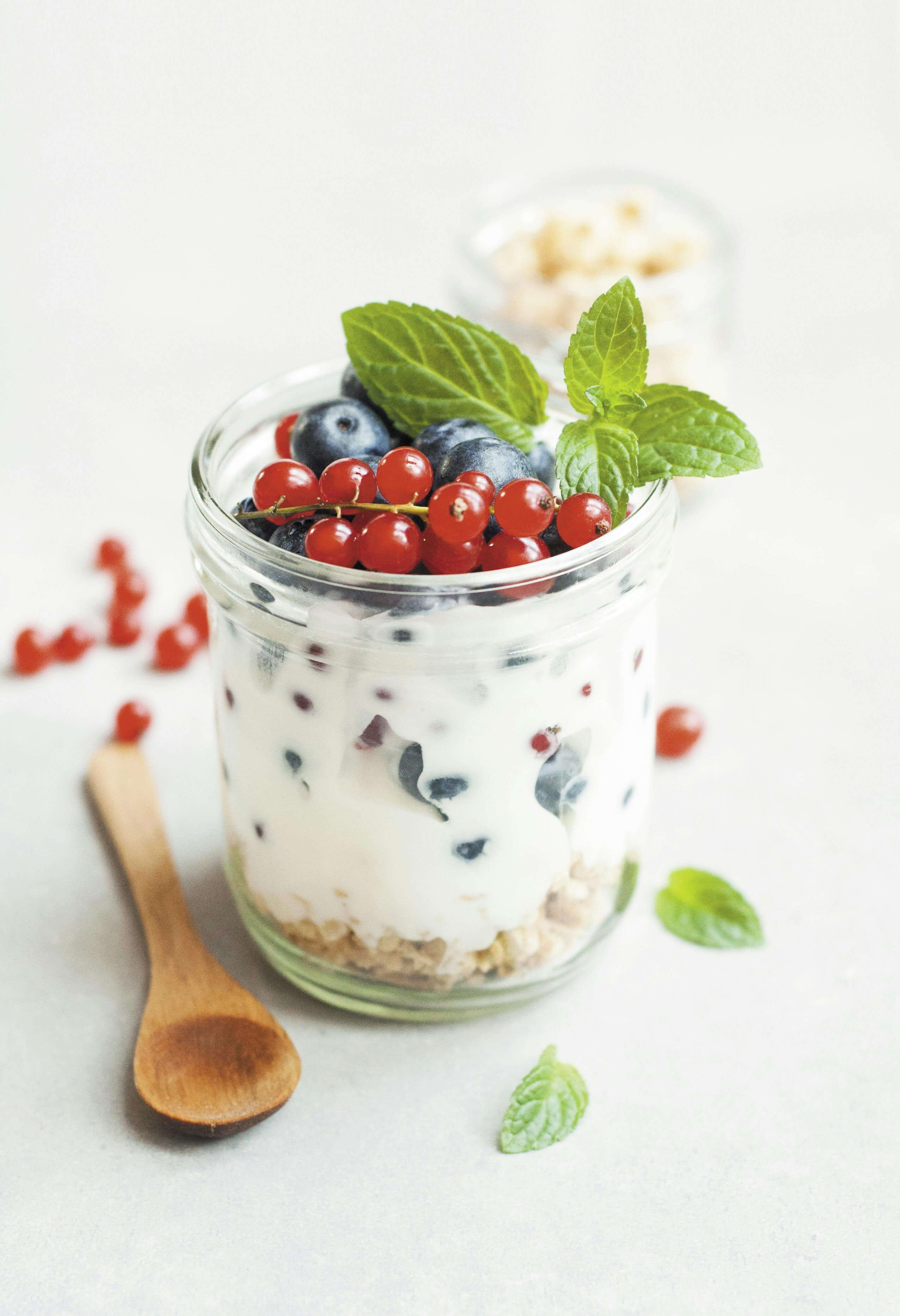 Greek yogurt parfait with mint