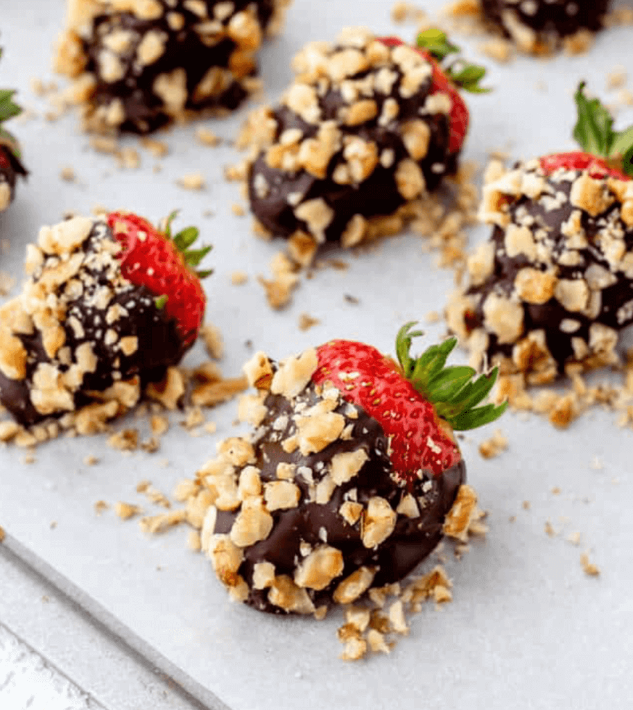 walnut coated strawberries