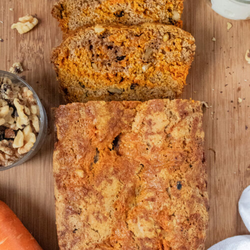 Carrot cake loaf sliced