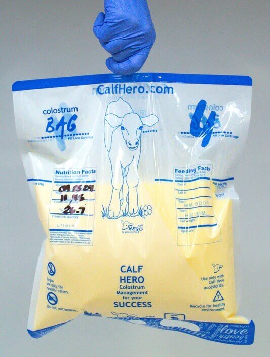 Colostrum supplement in clear bag