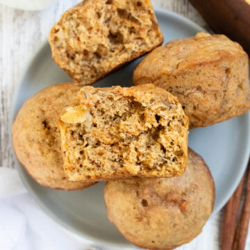 carrot banana muffins on a small plate