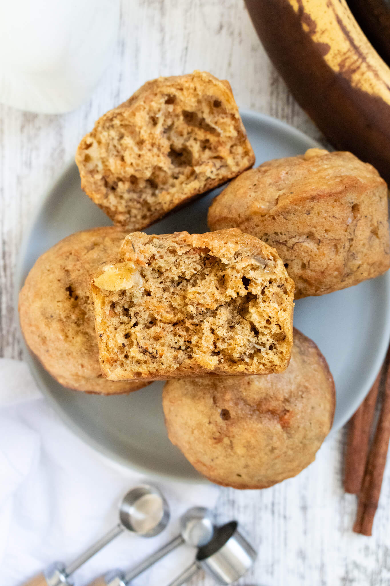 carrot banana muffins on a small plate