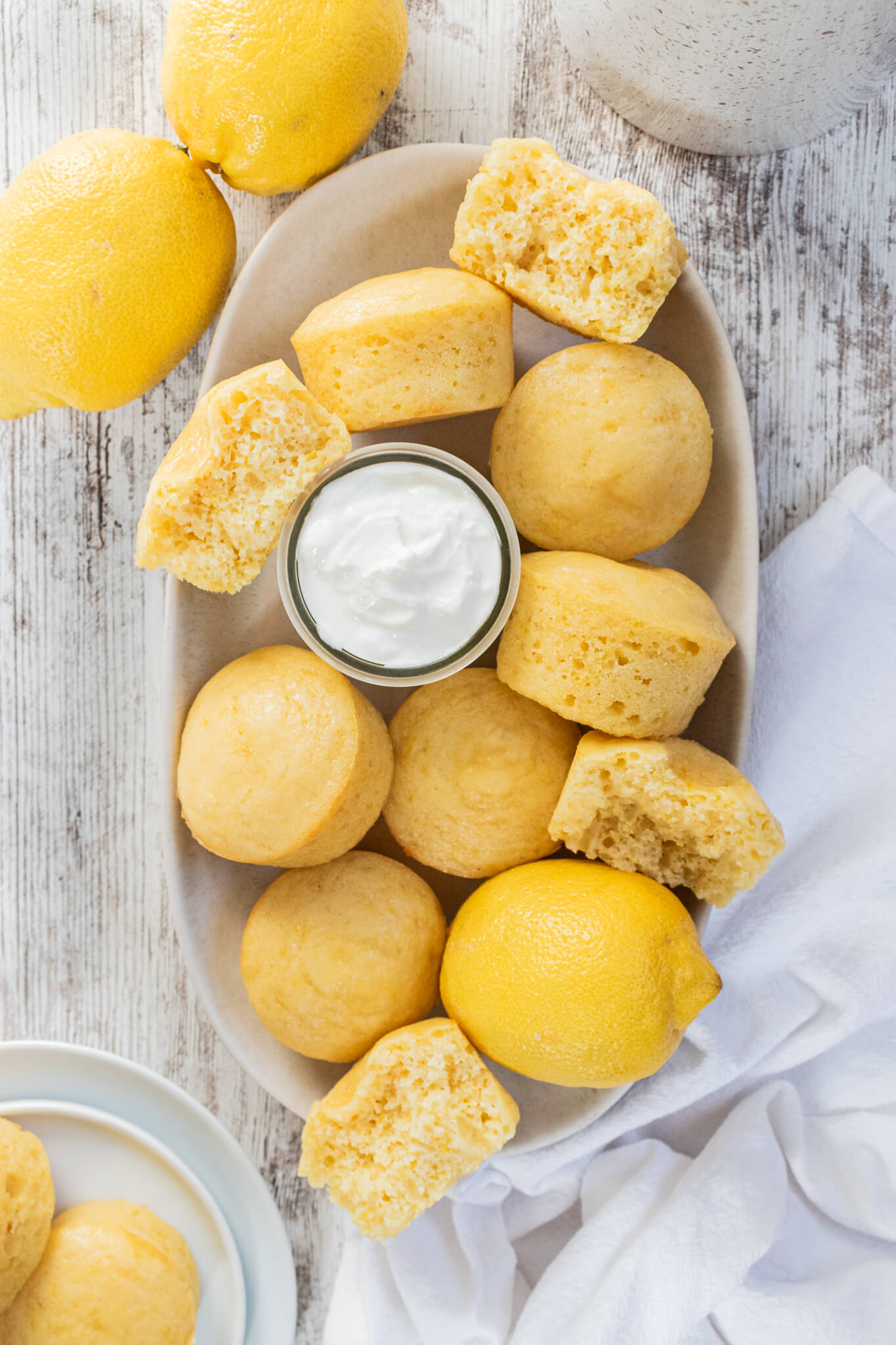 Lemon Yogurt Muffins in an oval bowl